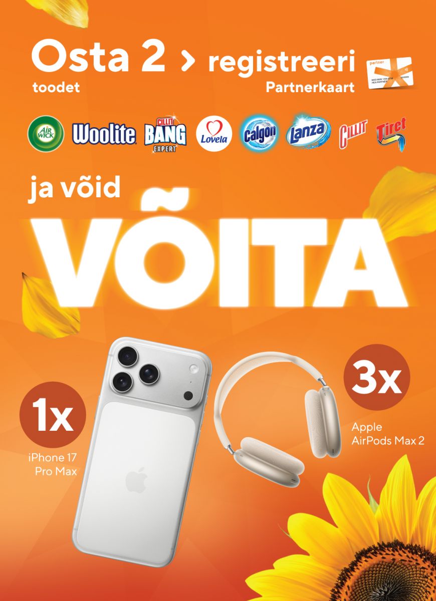 Osta 2 toodet, registreeri Partnerkaart ja võid võita
