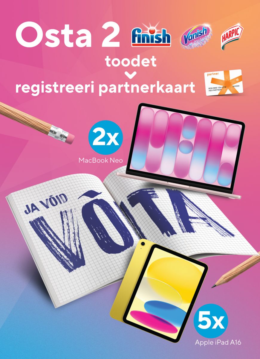 Osta 2 toodet, registreeri Partnerkaart ja võid võita
